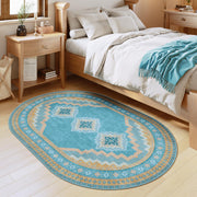 Vintage Soft & Stain Resistant Washable Area Rug Carpets Blue Yellow