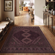 Vintage Washable Soft & Stain Resistant Area Rug Carpets Red Burgundy