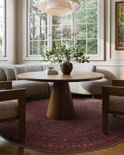 Vintage Washable Soft & Stain Resistant Area Rug Carpets Crimson Red