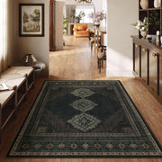 Vintage Washable Soft & Stain Resistant Area Rug Carpets Black Brown