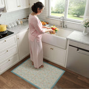 Floral Non-Slip Vintage Washable Soft & Stain Resistant Area Rug green Blue