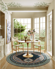 Vintage Washable Soft & Stain Resistant Area Rug Carpets Navy Green