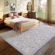 Floral Non-Slip Vintage Washable Soft & Stain Resistant Area Rug Indoor Purple