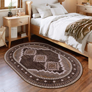 Vintage Washable Carpets Soft & Stain Resistant area Rug Brown White Gray