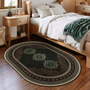 Vintage Washable Soft & Stain Resistant Area Rug Carpets Black Brown