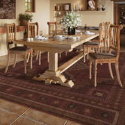 Vintage Washable Soft & Stain Resistant Area Rug Carpets Crimson Red