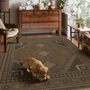 Vintage Area Rug Abstract Washable Non-Slip Soft & Stain Resistant Area Rug Brown Gray