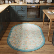 Floral Non-Slip Vintage Washable Soft & Stain Resistant Area Rug green Blue