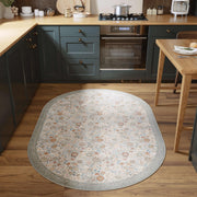 Floral Soft & Stain Resistant Non-Slip Vintage Washable Area Rug Indoor Beige Gray