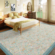 Floral Non-Slip Vintage Washable Soft & Stain Resistant Area Rug green Blue