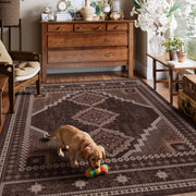 Vintage Washable Carpets Soft & Stain Resistant area Rug Brown White Gray