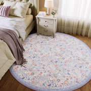 Floral Non-Slip Vintage Washable Soft & Stain Resistant Area Rug Indoor Purple