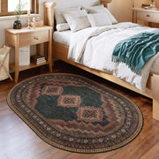 Vintage Washable Soft & Stain Resistant Area Rug Carpets Dark Brown