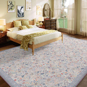 Floral Non-Slip Vintage Washable Soft & Stain Resistant Area Rug Indoor Purple