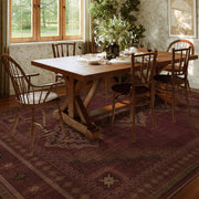 Vintage Washable Soft & Stain Resistant Area Rug Carpets Crimson Red