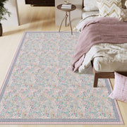 Floral Non-Slip Vintage Washable Colorful Soft & Stain Resistant Area Rug Pink