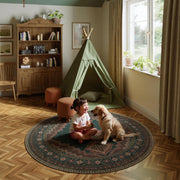 Vintage Washable Soft & Stain Resistant Area Rug Carpets Dark Brown