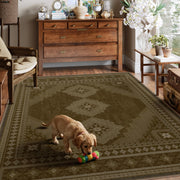 Vintage Washable Soft & Stain Resistant Area Rug Carpets Brown Yellow