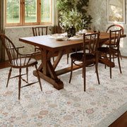 Floral Soft & Stain Resistant Non-Slip Vintage Washable Area Rug Indoor Beige Gray