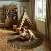 Vintage Washable Soft & Stain Resistant Area Rug Carpets Brown Yellow