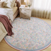 Floral Non-Slip Vintage Washable Colorful Soft & Stain Resistant Area Rug Pink