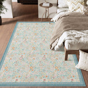 Floral Non-Slip Vintage Washable Soft & Stain Resistant Area Rug green Blue