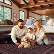 Vintage Washable Soft & Stain Resistant Area Rug Carpets Red Burgundy