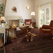 Vintage Washable Soft & Stain Resistant Area Rug Carpets Crimson Red