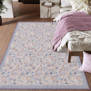 Floral Non-Slip Vintage Washable Soft & Stain Resistant Area Rug Indoor Purple