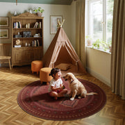 Vintage Washable Soft & Stain Resistant Area Rug Carpets Crimson Red