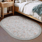Floral Soft & Stain Resistant Non-Slip Vintage Washable Area Rug Indoor Beige Gray