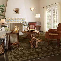 Vintage Washable Soft & Stain Resistant Area Rug Carpets Brown Yellow