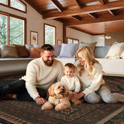 Vintage Washable Soft & Stain Resistant Area Rug Carpets Dark Brown