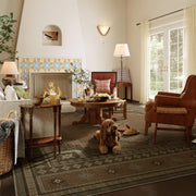 Vintage Area Rug Abstract Washable Non-Slip Soft & Stain Resistant Area Rug Brown Gray