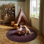 Vintage Washable Soft & Stain Resistant Area Rug Carpets Red Burgundy