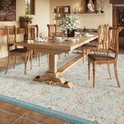 Floral Non-Slip Vintage Washable Soft & Stain Resistant Area Rug green Blue