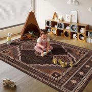 Vintage Washable Carpets Soft & Stain Resistant area Rug Brown White Gray