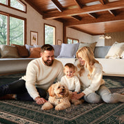 Vintage Washable Soft & Stain Resistant Area Rug Carpets Black Brown