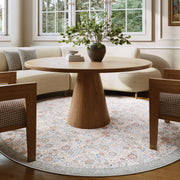 Floral Soft & Stain Resistant Non-Slip Vintage Washable Area Rug Indoor Beige Gray