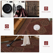 Vintage Washable Soft & Stain Resistant Area Rug Carpets Crimson Red