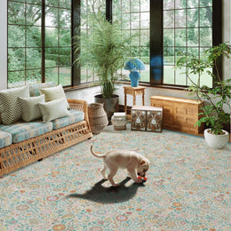 Floral Non-Slip Vintage Washable Soft & Stain Resistant Area Rug green Blue