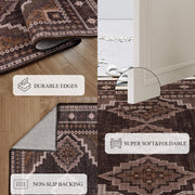 Vintage Washable Carpets Soft & Stain Resistant area Rug Brown White Gray