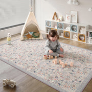 Floral Non-Slip Vintage Washable Soft & Stain Resistant Area Rug Indoor Purple