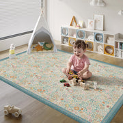 Floral Non-Slip Vintage Washable Soft & Stain Resistant Area Rug green Blue