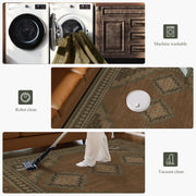 Vintage Area Rug Abstract Washable Non-Slip Soft & Stain Resistant Area Rug Brown Gray