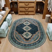 Vintage Washable Soft & Stain Resistant Area Rug Carpets Navy Green