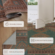 Vintage Washable Soft & Stain Resistant Area Rug Carpets Light Brown Tan