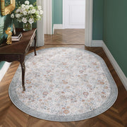 Floral Soft & Stain Resistant Non-Slip Vintage Washable Area Rug Indoor Beige Gray