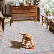 Floral Non-Slip Vintage Washable Colorful Soft & Stain Resistant Area Rug Pink