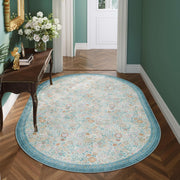 Floral Non-Slip Vintage Washable Soft & Stain Resistant Area Rug green Blue